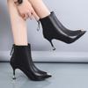 Short boots women's 2026 new rhinestone Korean version versatile fashion back zipper slim heel women's shoes