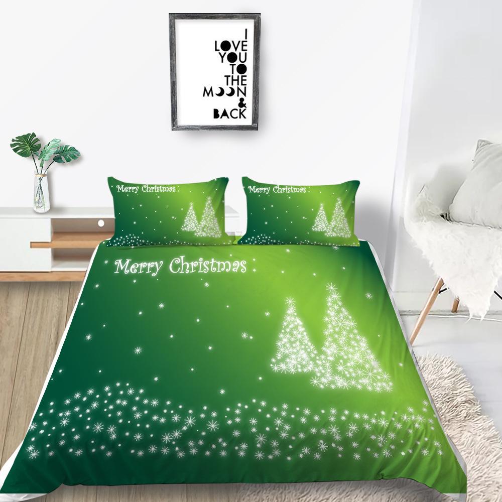 Christmas Gift Quilt Cover Pillowcase Two Or Three Piece Set 3D Digital Printing Polyester