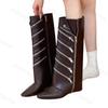 Designer Zipper Knee High Boots Women New 2024 Fashion Pointed Toe High Tube Knight Long Boots Autumn Winter Women Trouser Boots