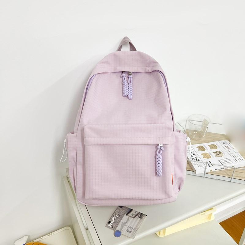Solid Color Women's Backpack Large Capacity Student School Bag