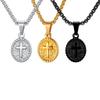 Edelstahl Kreuz Halskette für Männer Frauen, Trendige Ovale Anhänger Halskette, Religiöser Glaube Gebet Schmuck Unisex