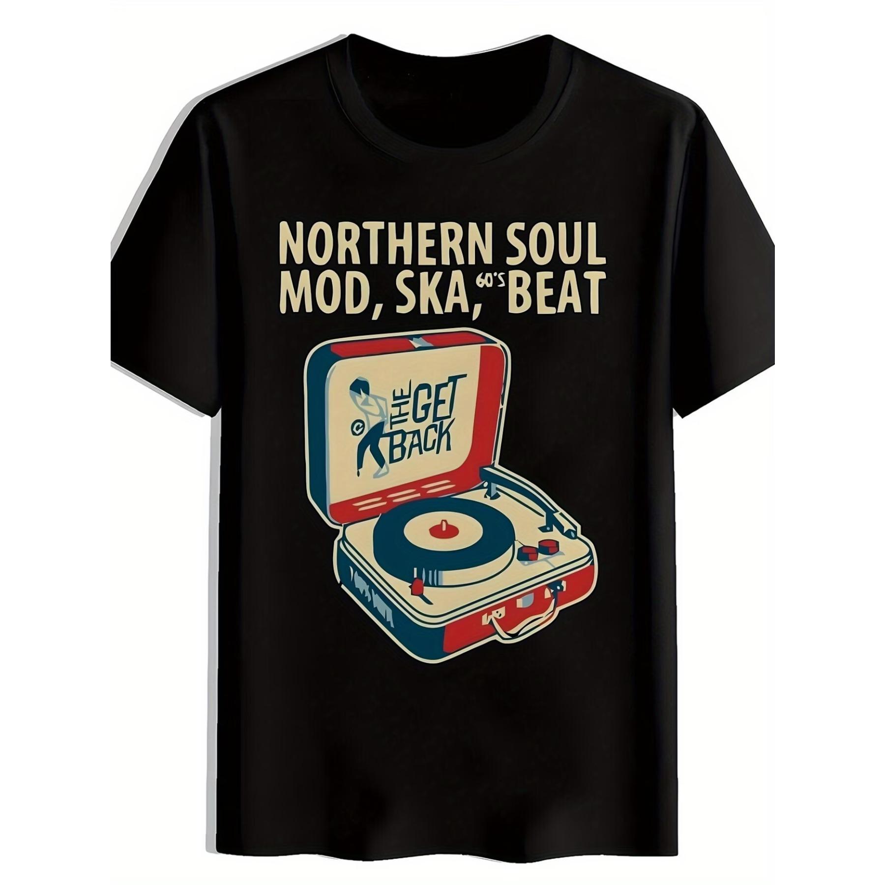 

A Vintage Record Player Print T-Shirt with A Red and Beige Shell, Perfect for Summer XXL чорний