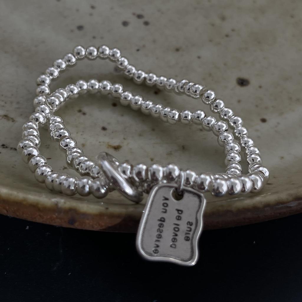 Xiaomi 100% Solid 925 Sterling Silver Retro Bracelet for Women Men Vintage Handmade Double Layers Beads Patern Bracelet Birthday Gift