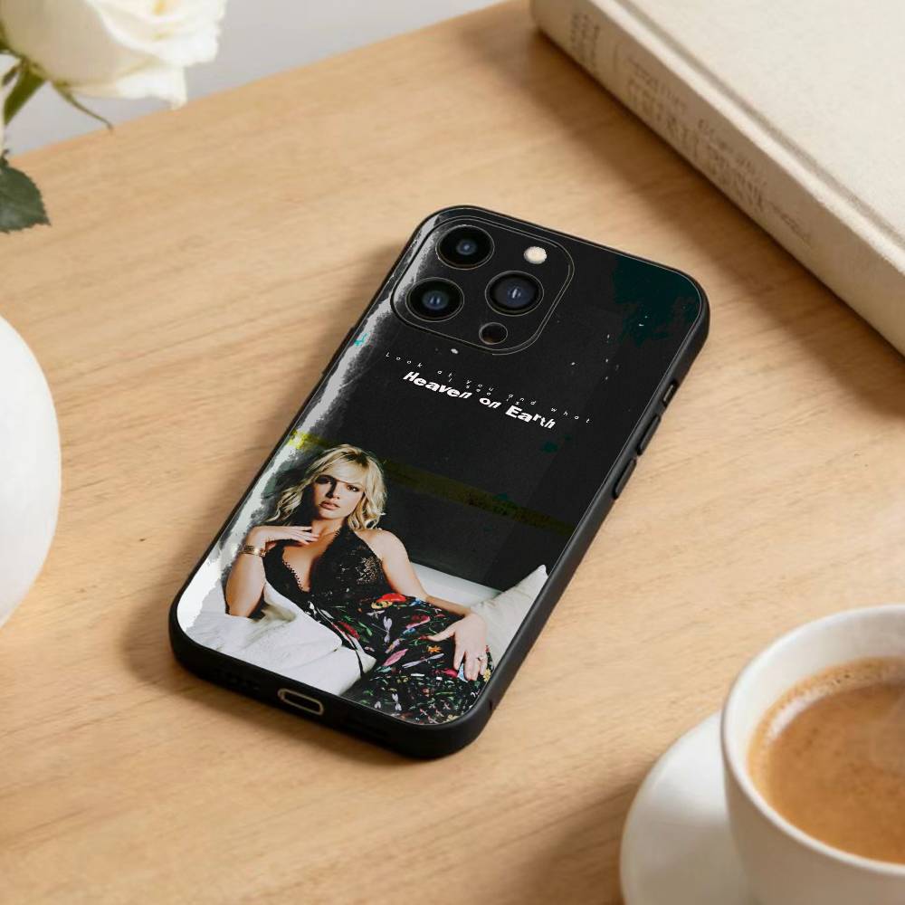 Singer V-Britney Spears Phone Case For iPhone17,16,15,14,13,12 Plus,Max Soft Silicone Black Cover