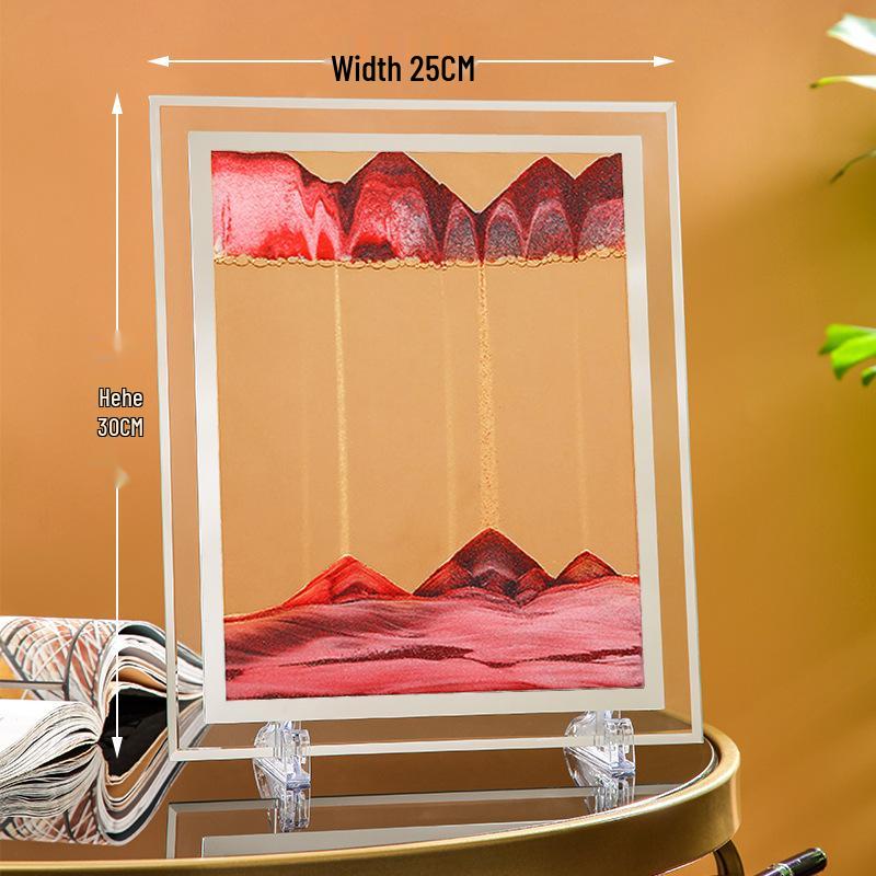 Ornament 3D Ruchomy Piasek Lustrzane Krawędzie Kwadratowy Obraz do Salonu - Szklana Dekoracja Rękodzieła Zestaw na Prezent