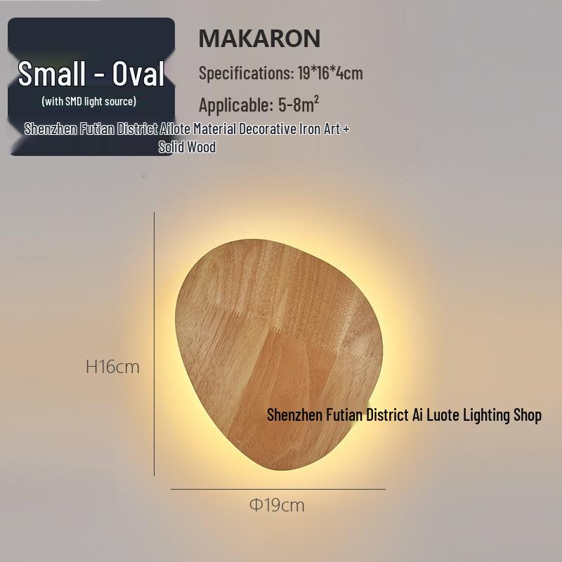 Nordic Japanese Solid Wood LED Wall Lamp for Bedroom, Living Room, or Hallway.