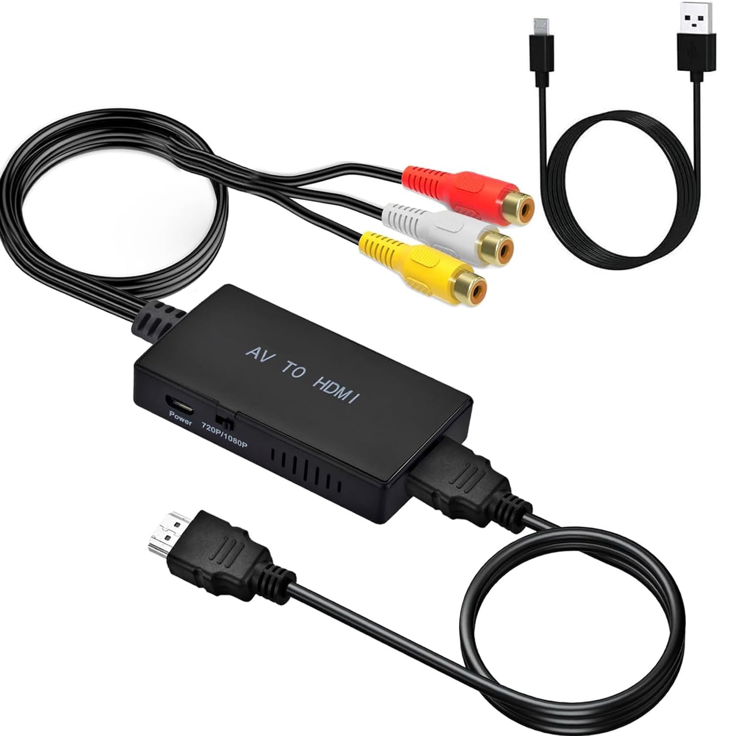 

Преобразователь RCA в HDMI, AV-композитный преобразователь AV в HDMI, адаптер для переключения аудиовыхода, возможность подключения USB-источника питания, 3 цвета, белый, HDMI