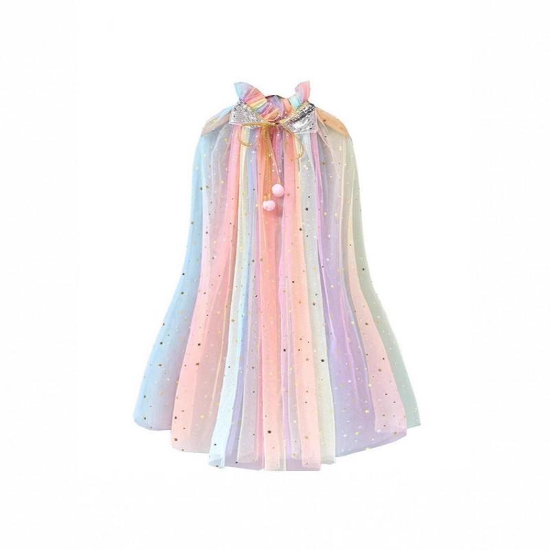 Girls Princess Cape Frozen Elsa Anna Dress Up Cloak Kids Tulle Shawl 3-8 Years Old