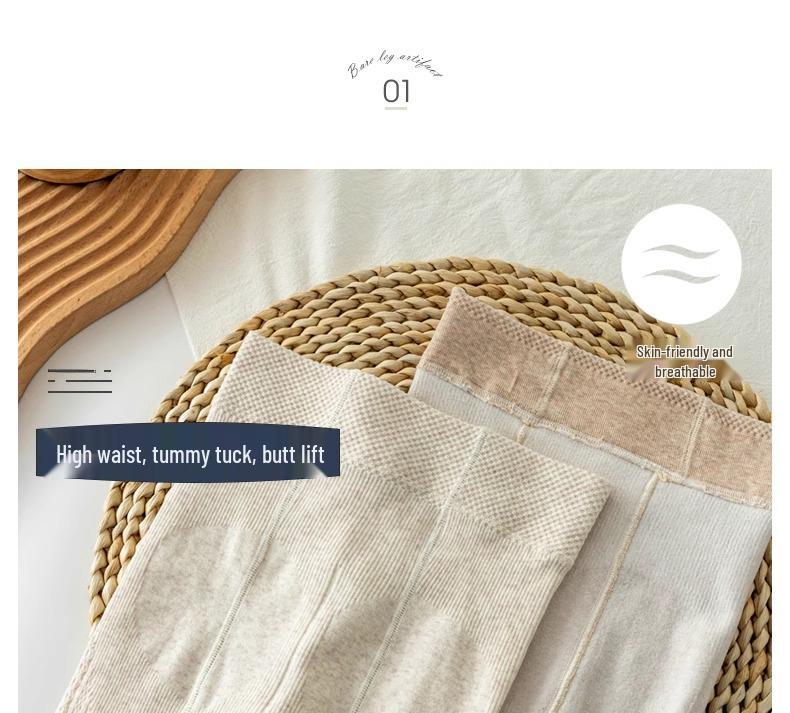 Women's Japanese Retro Cable Knit Fleece-Lined Stirrup Leggings - Autumn/Winter Style White Pantyhose