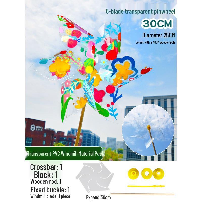 Children s DIY Painting Kit: Transparent PVC Pinwheel Craft for Kindergarten Art Projects