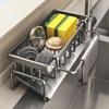 Multifunctional Kitchen Sink Organizer: Dishcloth Rack, Sponge & Soap Storage Tray