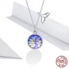Sparkling Fishtail Scale Blue Necklace 100% 925 Sterling Silver Ocean Chain Link for Women Girl Gift Jewelry