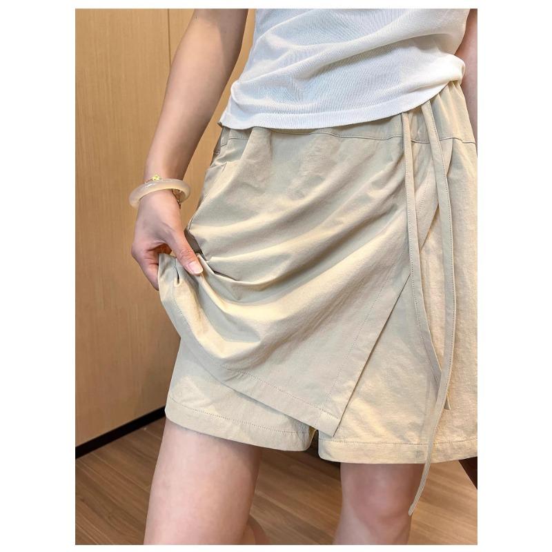 Women High Waist Cargo Skort Elastic Waist Casual Shorts With Pockets
