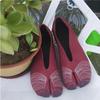 Fashion Women's Split-Toe Pig Hoof Shoes Spring Autumn Tabi Flats Bottom Slip-On Bean Walking Sneakers Comfortable Genuine Leather Upper