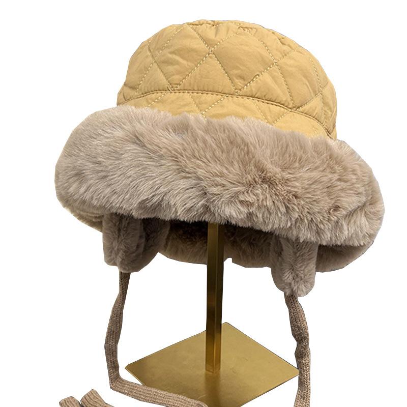 Add Velvet and Thicken Winter Shopping Ear Protection and Cold Warm Hat for Women's Hairy Lei Feng Hat Casual Trend Fisherman Hat