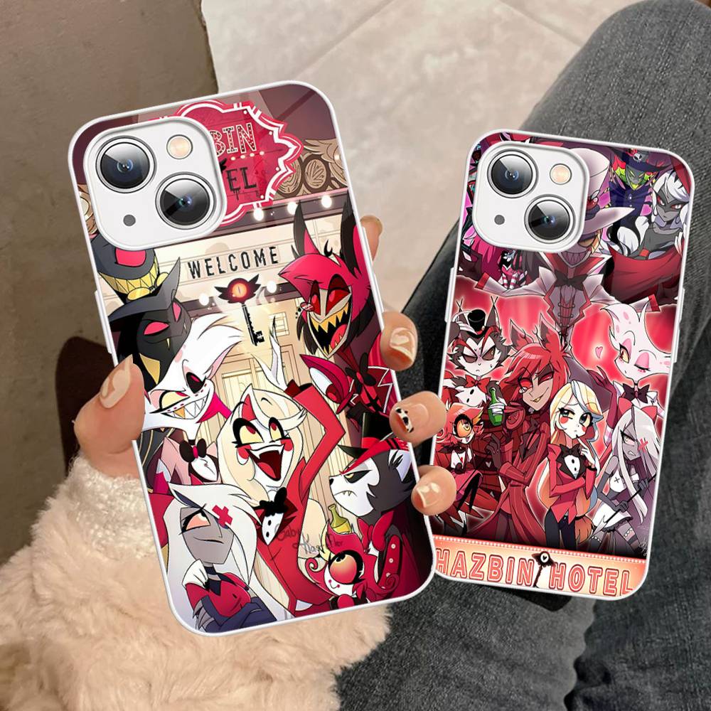 Musical Anime TV H-Hazbin Hotel Tempered Glass For Iphone 14 13 12 11 Pro Mini XS MAX 14Plus X XS XR Fundas