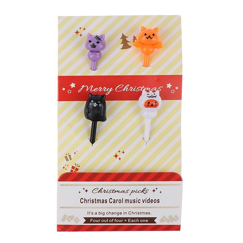 3-6pc Cartoon Halloween Pumpkin Ghost Dessert Snack Cake Food Fruit Fork Children Toothpic DIY Bento Lunches Party Decor