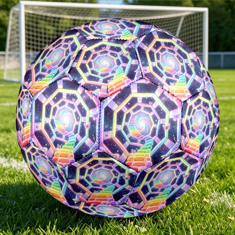 1pc Rainbow Butterfly Tunnel Themed Soccer Ball, Size 5, Lightweight PVC Material, Outdoor Training Soccer Ball Gift. q62242