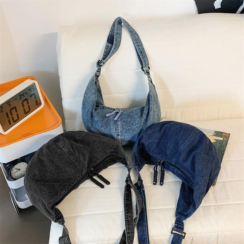 Damen Denim Umhängetasche Große Kapazität Crossbody Tasche