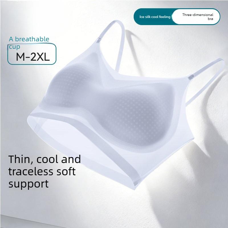 Female Summer Thin New Thin Ice Silk Cool Feeling Thin Shoulder Belt Invisible No Trace Underwear