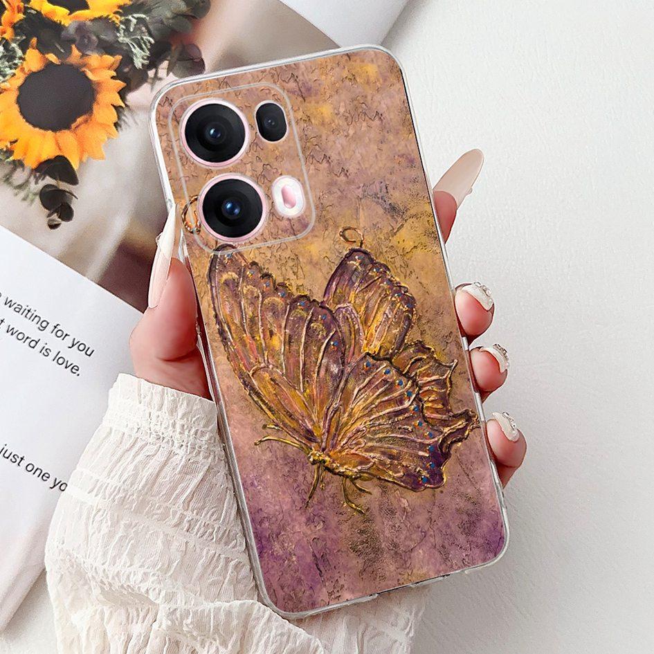 For OPPO Reno13 Pro 5G Case CPH2697 Fashion Flower Butterfly Soft Silicone Phone Cover For OPPO Reno 13 CPH2689 Reno13Pro Bumper