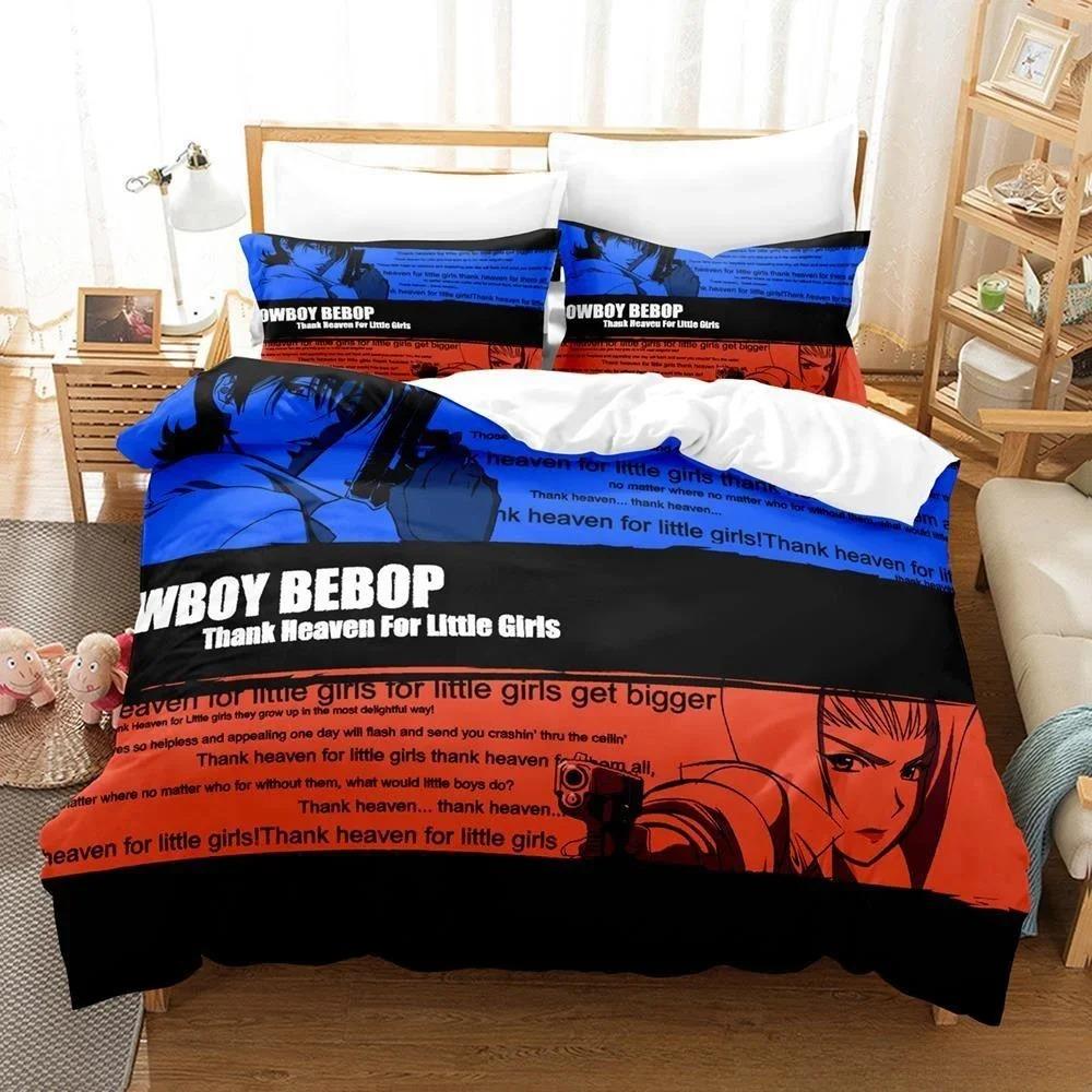 Mode 3D-gedrucktes Spiel Cowboy Bebop Bettwäsche-Set Cartoon Anime dreiteiliges Set Erwachsene Kind Schlafzimmer Bettbezug-Sets Heimtextilien