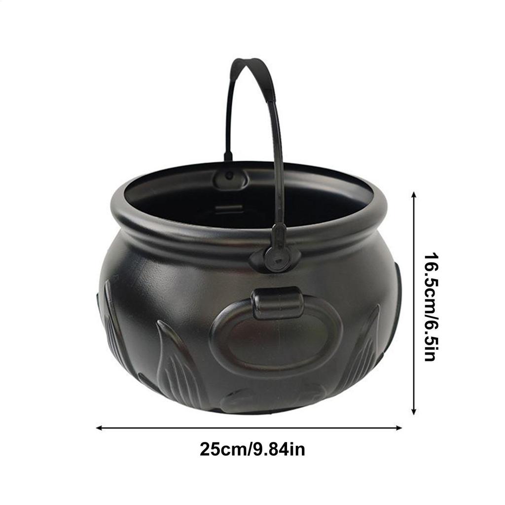Halloween Witch Cauldron Decoration Black Plastic Witches Cauldron Pumpkin Treat Bucket Candy Basket Trick Or Treat