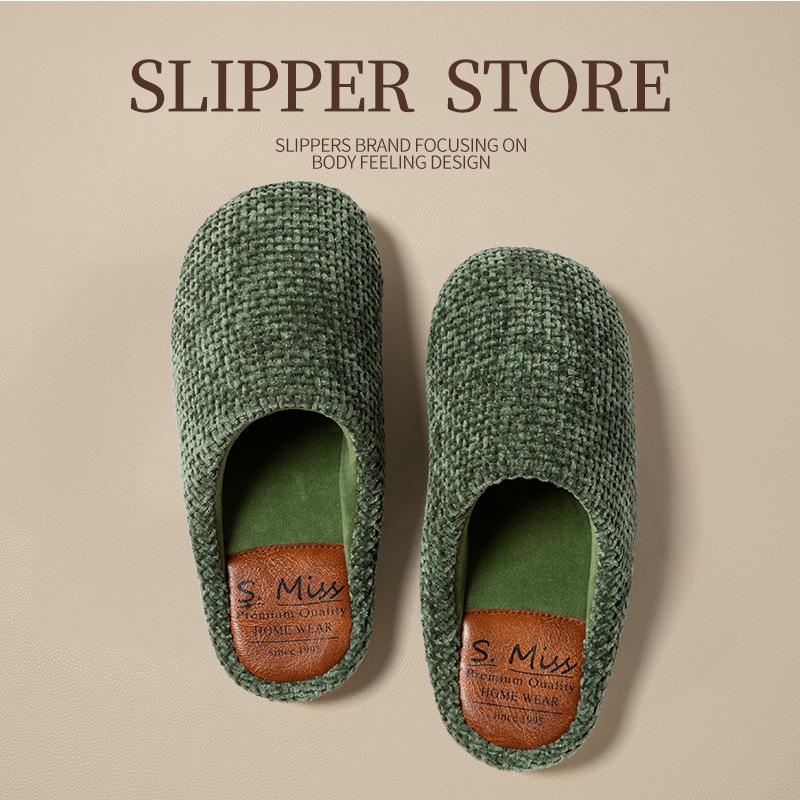 Premium Men's & Women's Warm Cotton Slippers, Non-slip Plush Indoor Silent Sandals for Autumn/Winter.