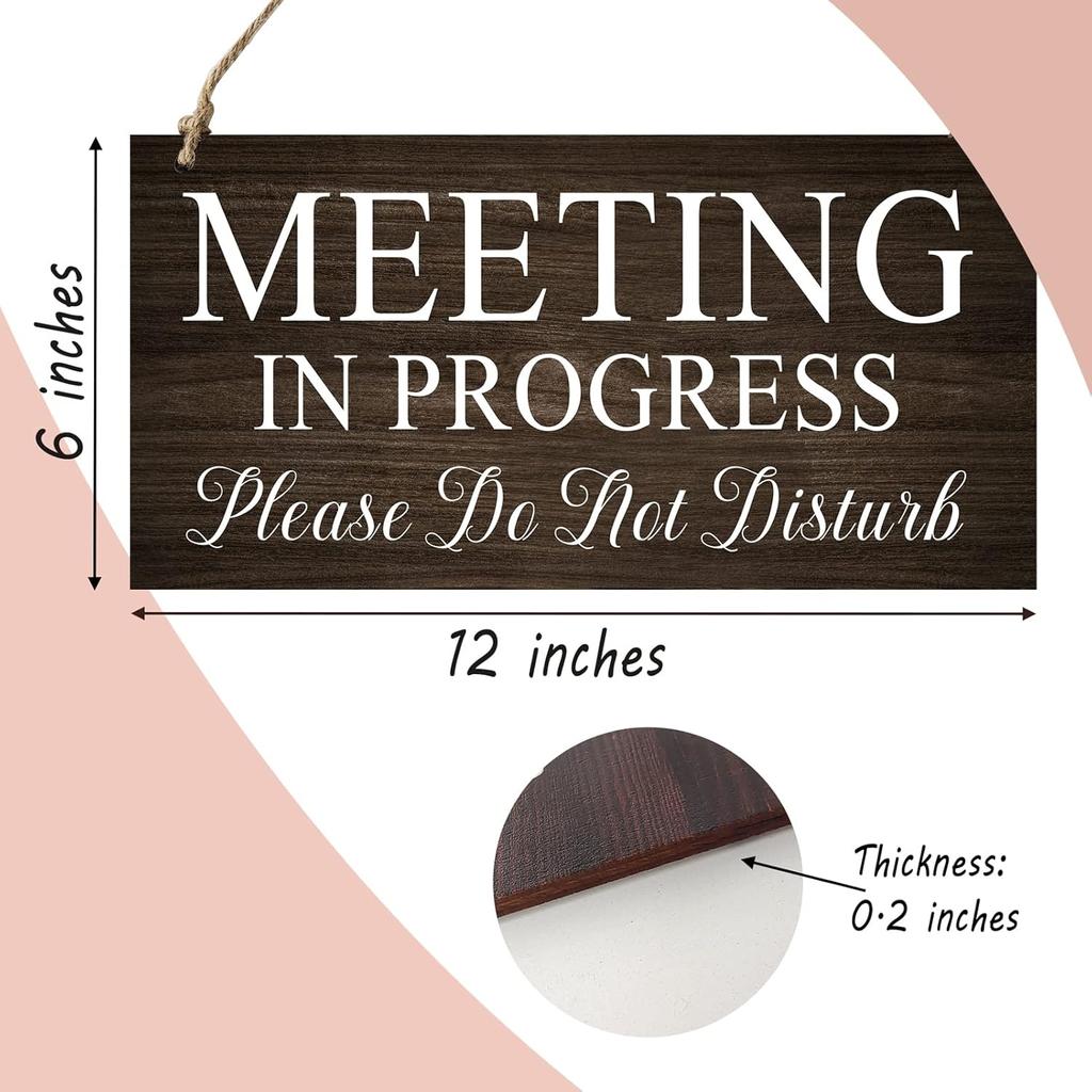 Chuniff 1 Piece Meeting In Progress Please Do Not Disturb Door Sign, Welcome Please Knock Double Sided Sign for Business, Meeting Room Sign for