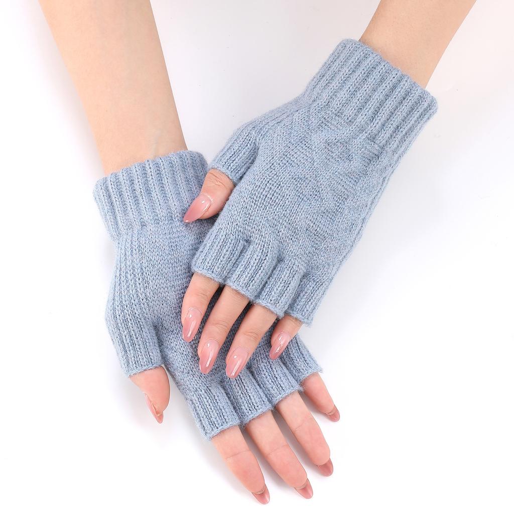 Mitsubishi-Shaped Fingerless Arm Warmers New Autumn Winter Women's Knitted Wool Warm Wrist Guards Fashionable Sleeves