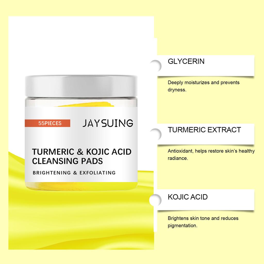 Jaysuing Turmeric Acid Facial Cleansing Pad Gentle Deep Cleanser For Pores And Dark Spots