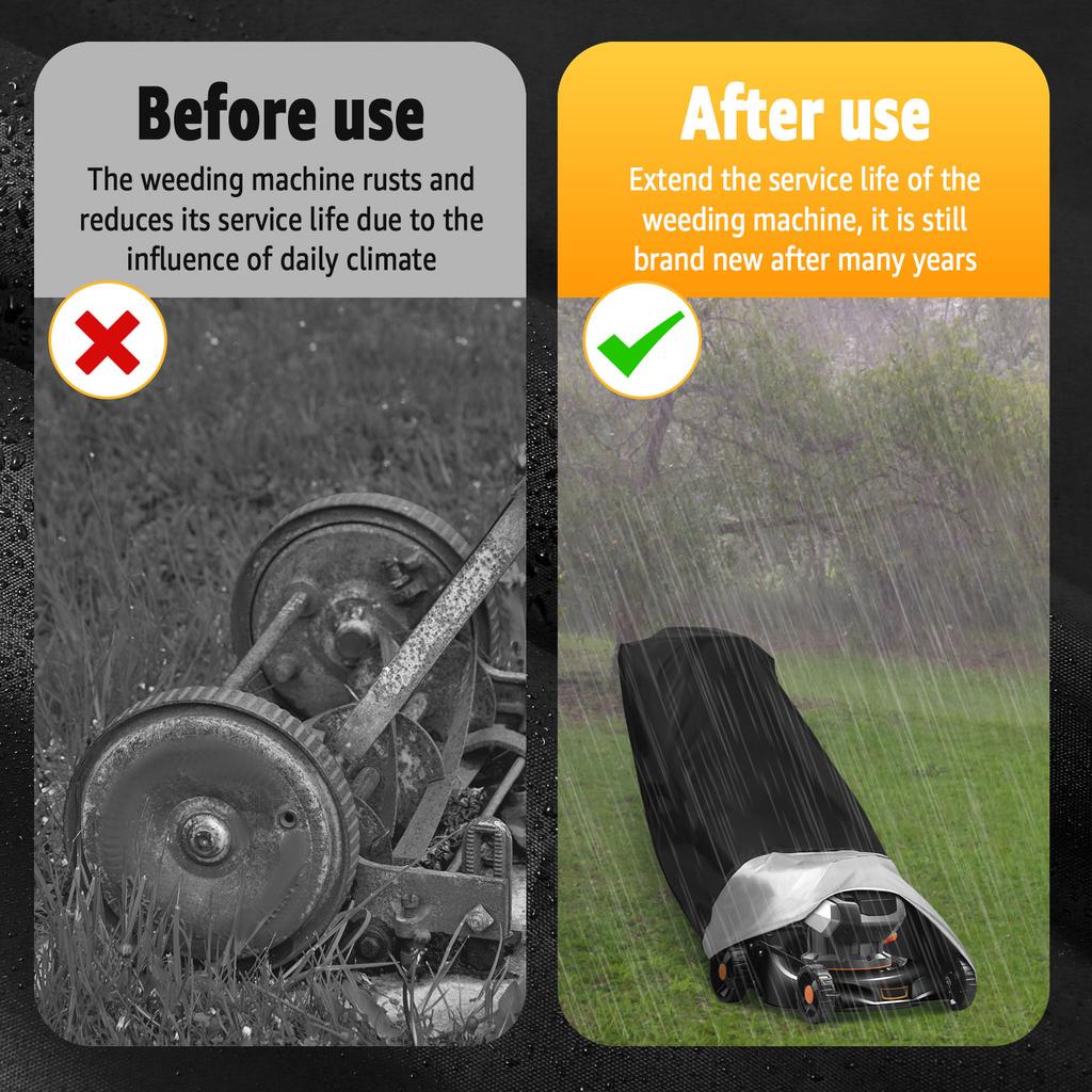 420D Outdoors Lawn Mower Cover Heavy Duty Polyester Oxford Push Mower Cover Waterproof Sunscreen Lawnmower Covers Anti-Tear Lawn