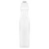 Womens Iridescent Metallic See Through Maxi Dress Mock Neck Sleeveless Bodycon Sheer Pencil Dress