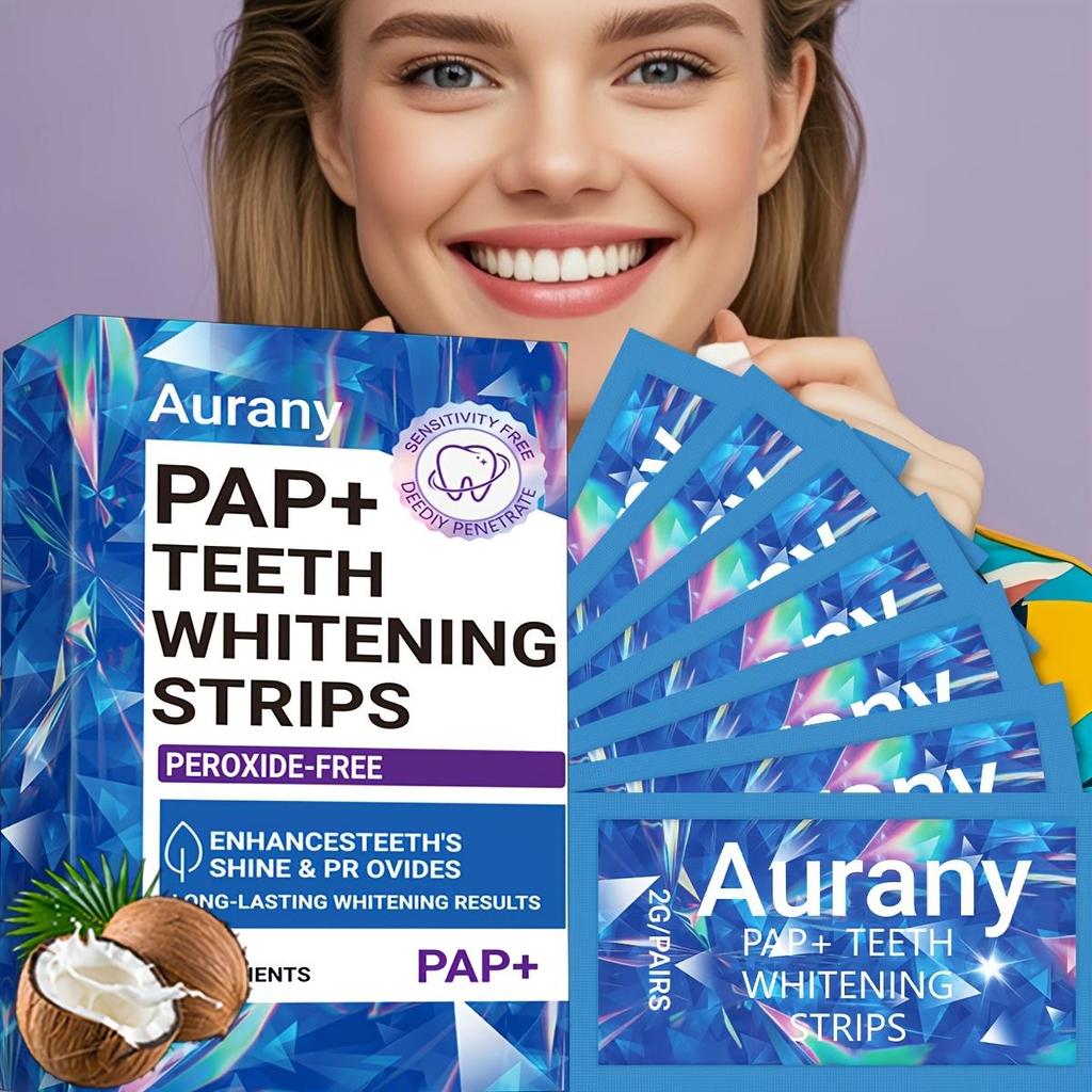 PAP Teeth Whitening Strips, No Sensitivity, Enamel Safe, Remove Coffee & Smokers Stains, Professional Teeth Strips For Sensitive Teeth-7/14/21Pairs