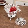 Metal Fruit Plate with Lid High Footed Fruit Basket Hollow Storage Basket Snack Plate Fruits Bowl Ornament Dried Fruit Box Tray