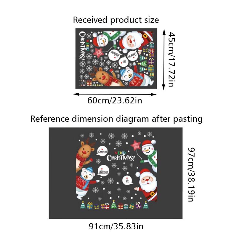 Christmas Adhesive-Free Scene Setting Static Sticker Easy To Use Window Stickers Store Decor 10 Styles