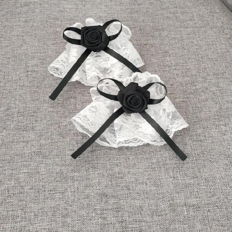 Elegant Ribbon Lace Wrist Cuff False Sleeves Bowknot Jabot Costume Accessory Ribbon Ruffled Brim Crosses Wristband
