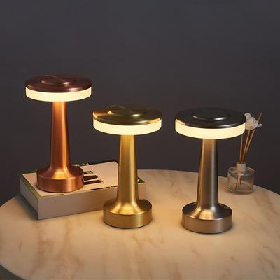 Portable Metal LED Table Lamp Table Lamp with Touch Sensor, Three Color Temperature Control Dimming, Rechargeable Pool Night Lig