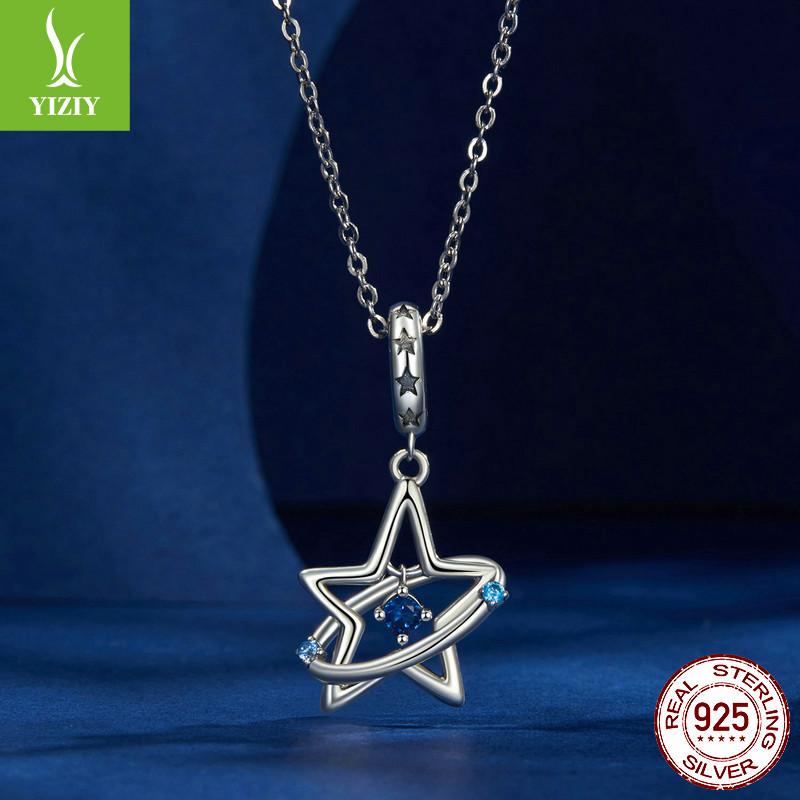 Dream Star Trail Diy Bracelet Necklace Pendant, Blue Star Night Sky S925 Sterling Silver Beaded