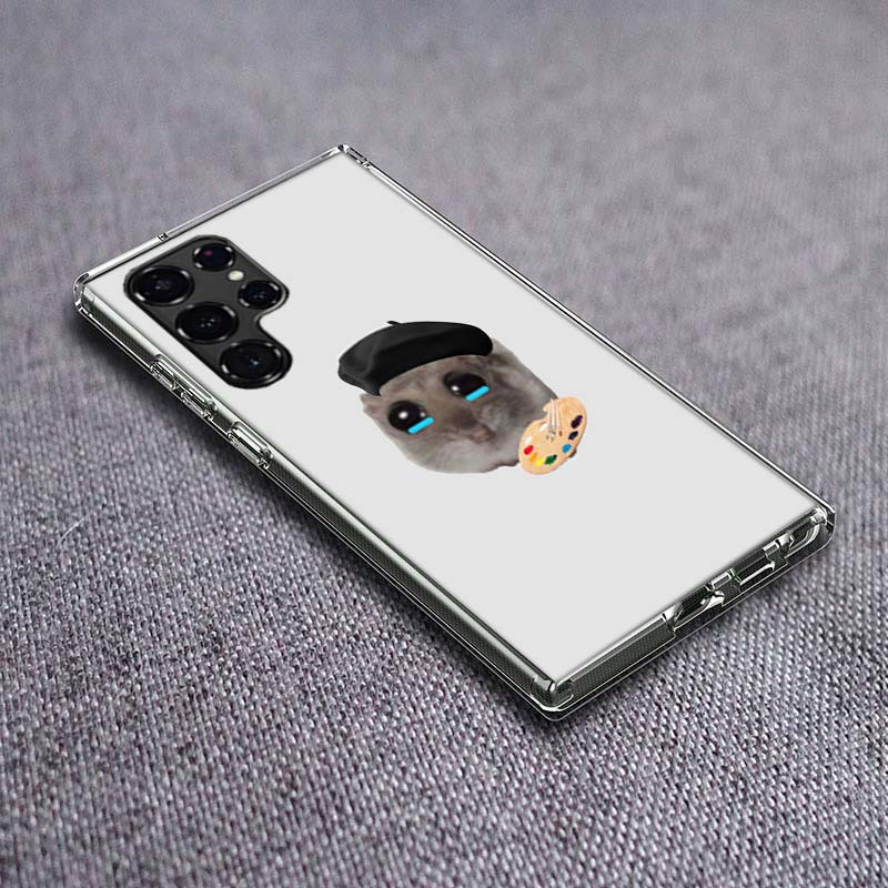 Funny Sad Hamster Meme Phone Case For Samsung Galaxy S24 S23 S21 S20 FE S22 S26 Ultra S25 Edge S10 Plus Cover Clear TPU Capa She