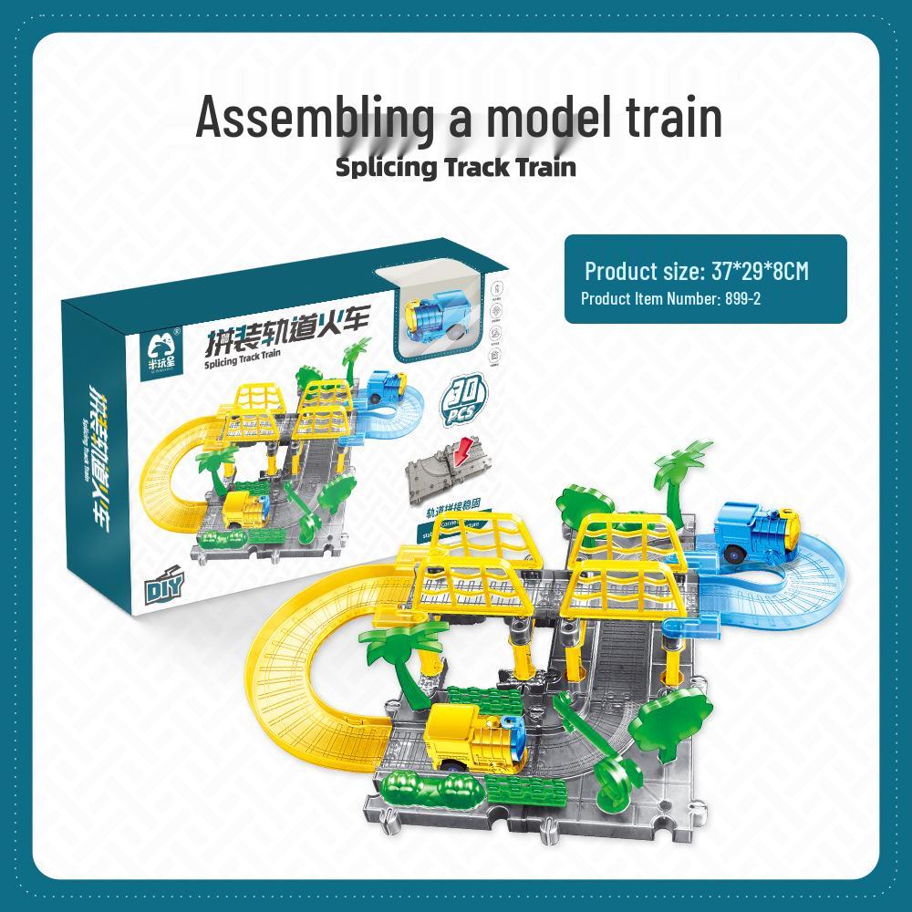 

Прозрачный набор для сборки электрического поезда для детей - Сцепляющиеся рельсы и развивающая игрушка «Сделай сам»