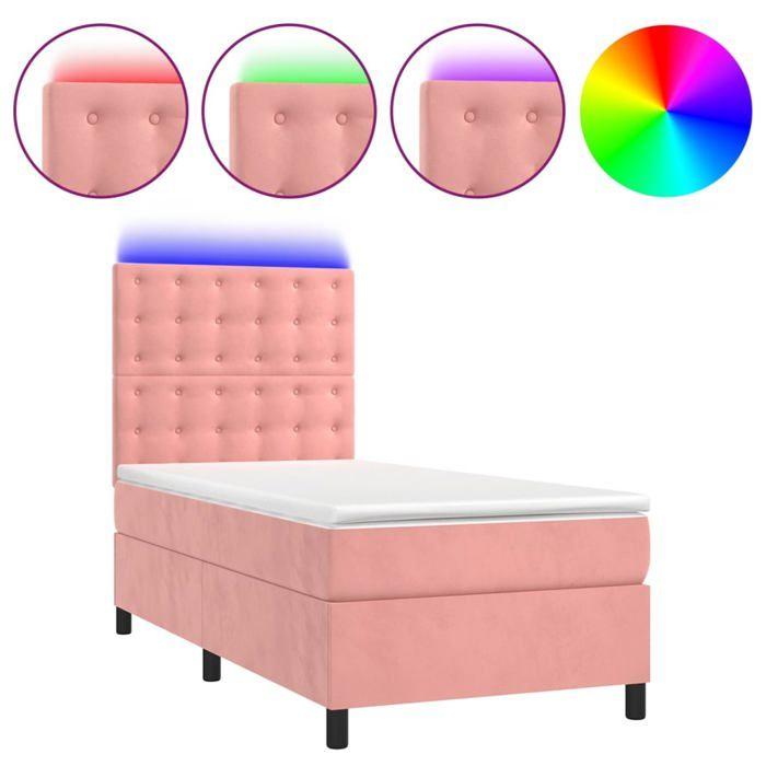 VidaXL Sommier à Lattes de Lit avec Matelas et LED, Lit Rembourré, Lit Simple, Lit Adulte de Chambre à Coucher Intérieur, 3136340