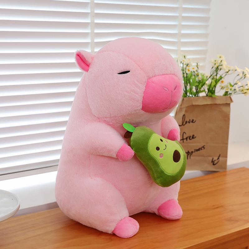 

Плюшевая игрушка Капибара Авокадо Детская подушка для сна Царапающая кукла Игровой автомат Кольца Подарки Домашние украшения 30cm【0.3kg】 розовый