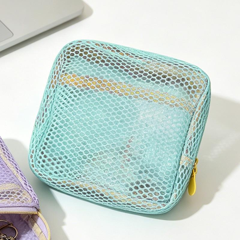 

Grid Tofu Package Storage Bag, Portable Wallet, Net Fabric Small Makeup Bag, Storage Bag, Small Bag зелений