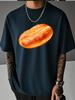 Unisex Summer White Short Sleeve Tee Realistic Sesame Bread Food Graphic Print Crew Neck Loose Casual Male Daily Street Tops