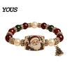 Winter Fashion Jewelry Christmas Beaded Stretch Bracelets, Faux Pearl Beads Stocking Stuffer Santa Claus/Tree/Elk/Stocking Bracelet, Holiday for Women