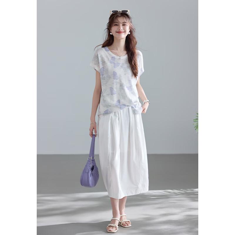 VICTORIA&VERA Sheer Butterfly Tie-Dye Knit T-shirt
