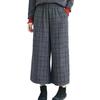 CCGGOWMM Gaucho Checkered Elastic High Cropped Plus Sizes Everyday Winter Women's Wide-Leg Pants, Lace-Up Pants, Pattern, Waist, Waist, Pockets,