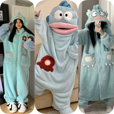 Macacão Peixe Feio Boca Grande Peixe Feio Masculino e Feminino Veludo Manga Comprida Conjunto de Roupa de Dormir Macacão Engraçado