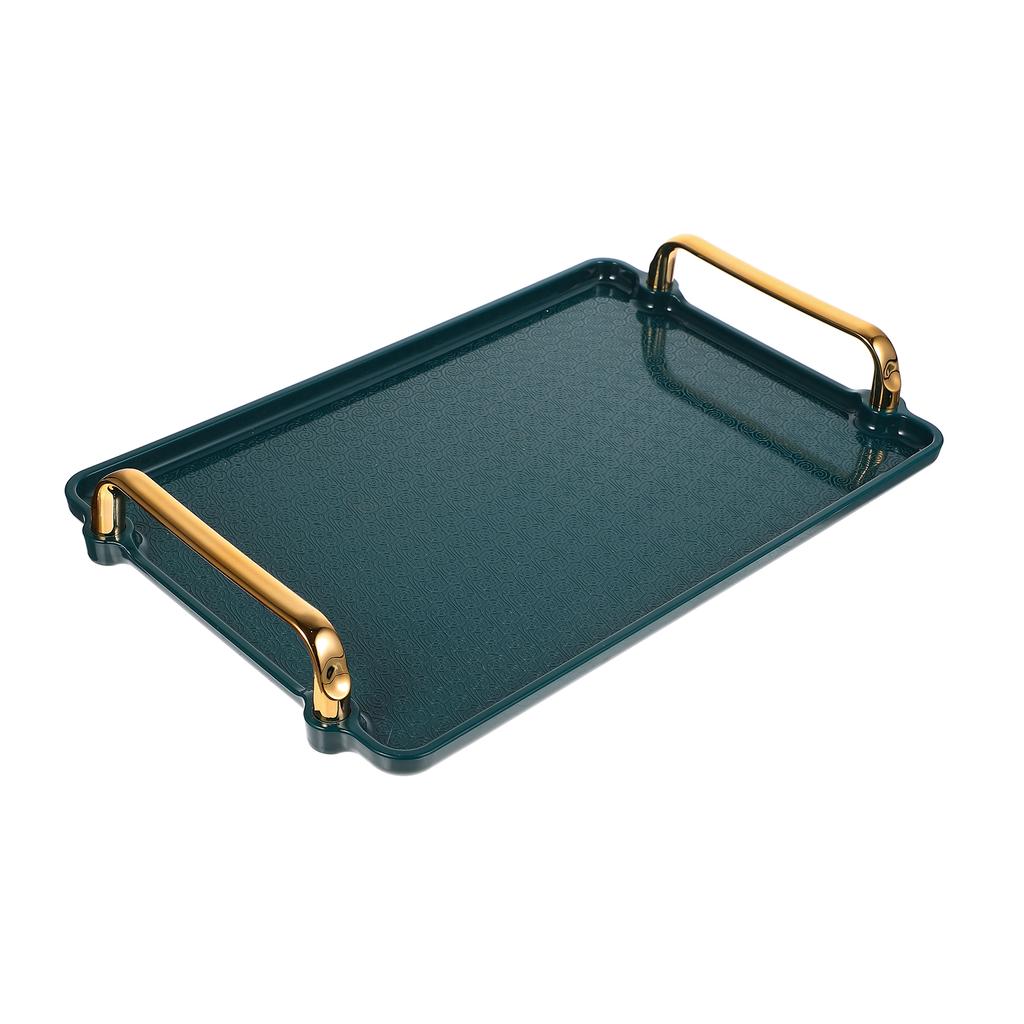 Rectangle Tray Plastic Lightweight Smooth Surface With Handles Storage Snack Fruit Teaware Accessory Desktop Household